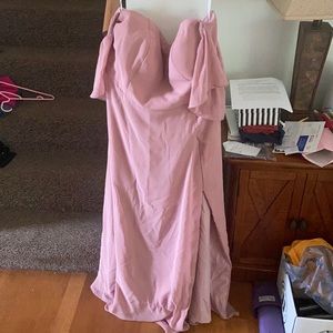 Off the shoulder Azazie bridesmaid dress